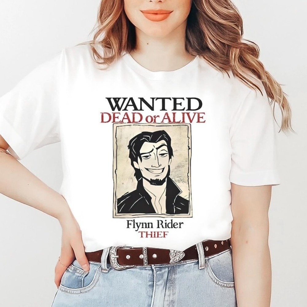 Disney Tangled Funny Wanted Dead Or Alive Shirt Retro Flynn Rider Thief T-shirt